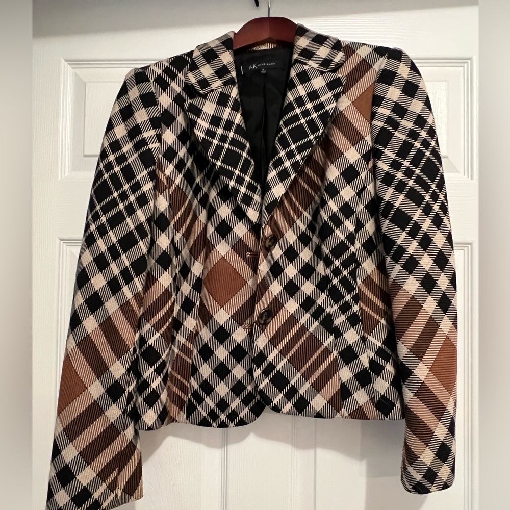 Anne Klein Plaid Women's Jacket - Black and Brown